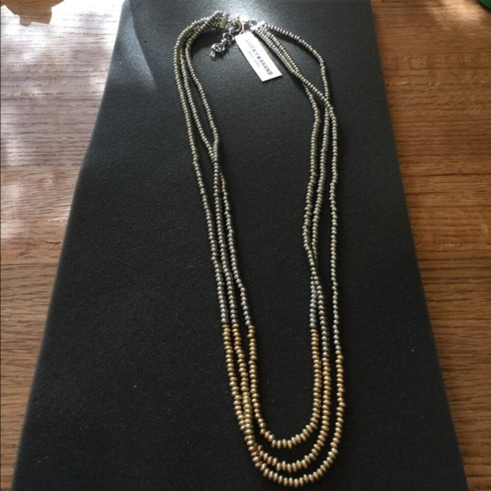 NWT Lucky Brand Gold & Silvertone Beaded Necklace One Left! 26-28"